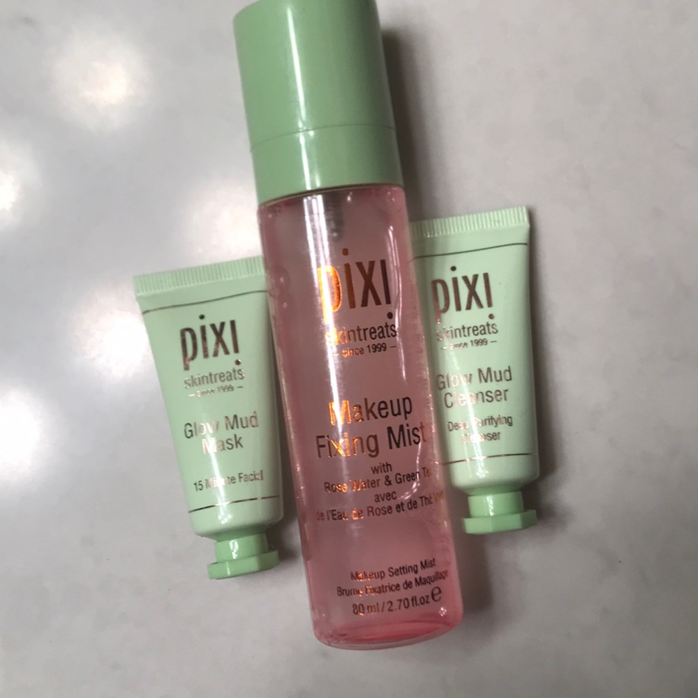 Pixi glow mud mask, mud cleanser, & face mist